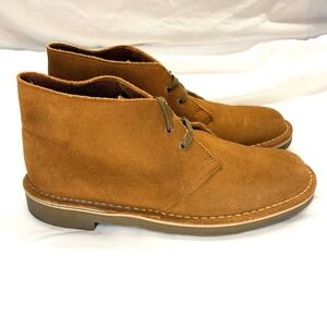 Clarks Boots Men's Size 7M Khaki Chukka Desert Suede Leather Lace Up Ankle